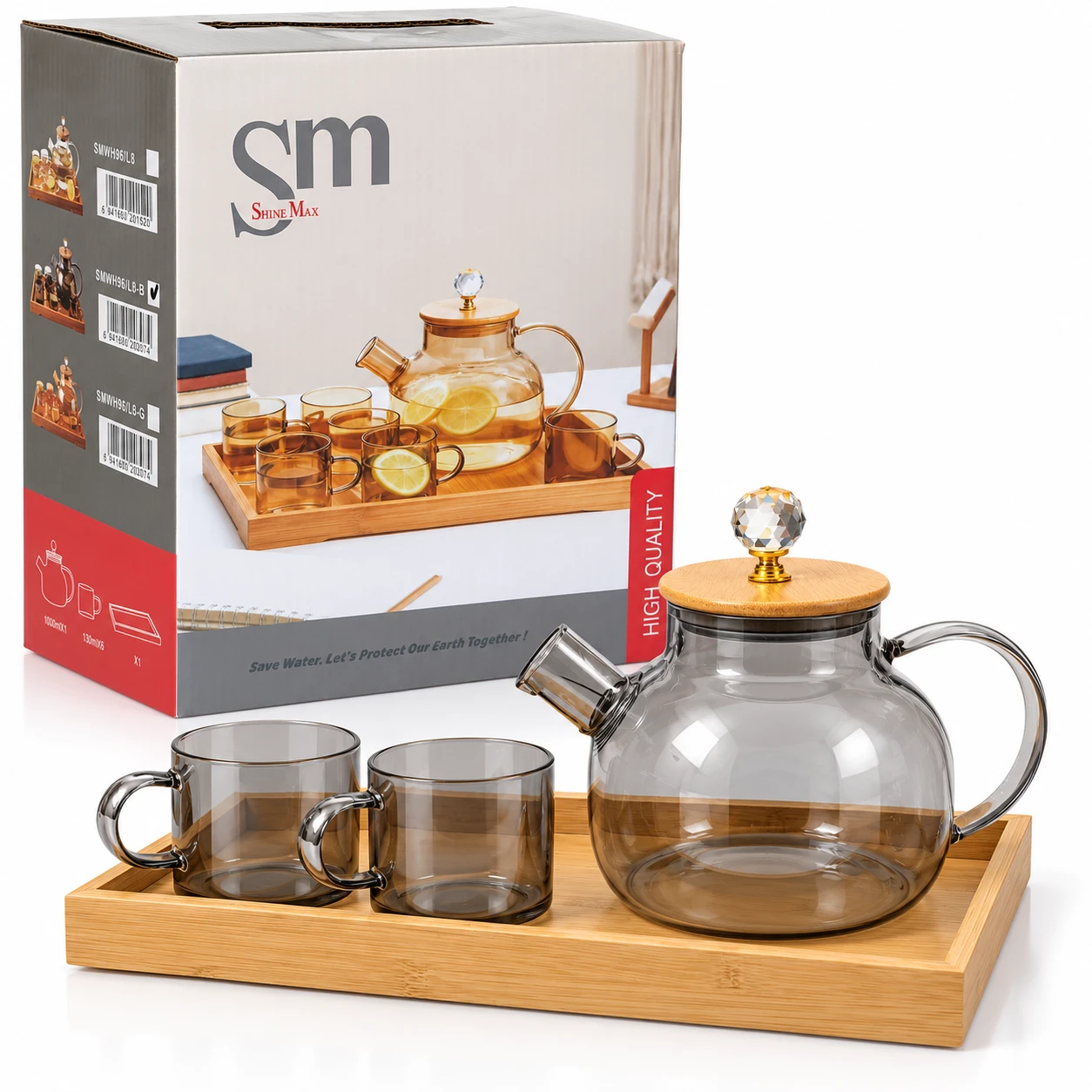 Premium Glass Teapot Set with 6 Cups - view 2